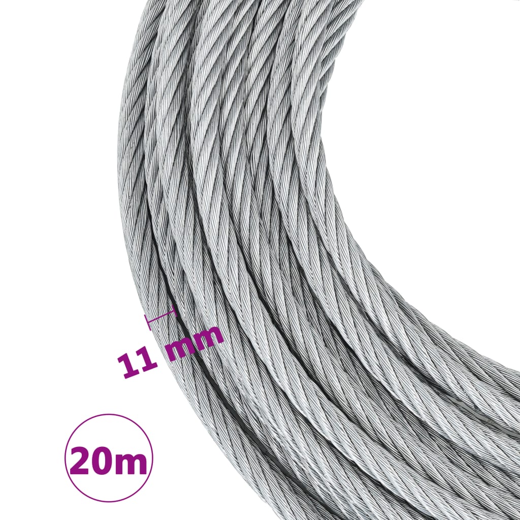 vidaXL Cablu din frânghie de sârmă 1600 kg 20 m vidaXL Cablu din frânghie de sârmă 1600 kg 20 m