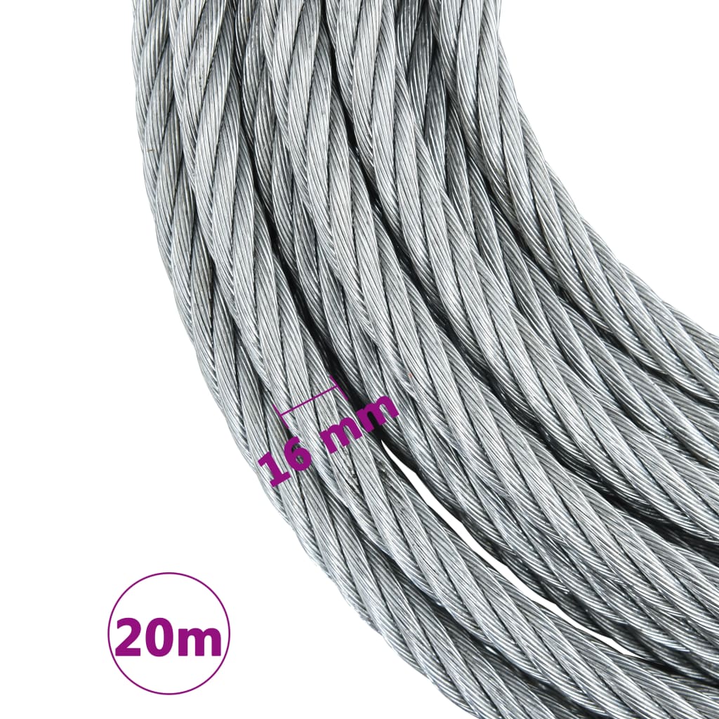 vidaXL Cablu din frânghie de sârmă 3200 kg 20 m vidaXL Cablu din frânghie de sârmă 3200 kg 20 m
