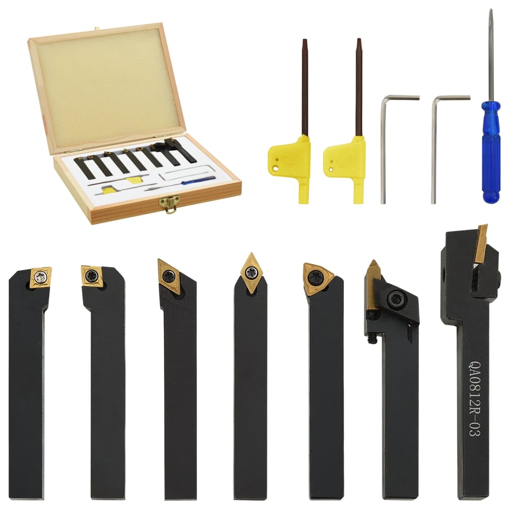 vidaXL Set unelte de strunjire indexabile, 12 piese, 8x8 mm, 70 mm vidaXL Set unelte de strunjire indexabile, 12 piese, 8x8 mm, 70 mm