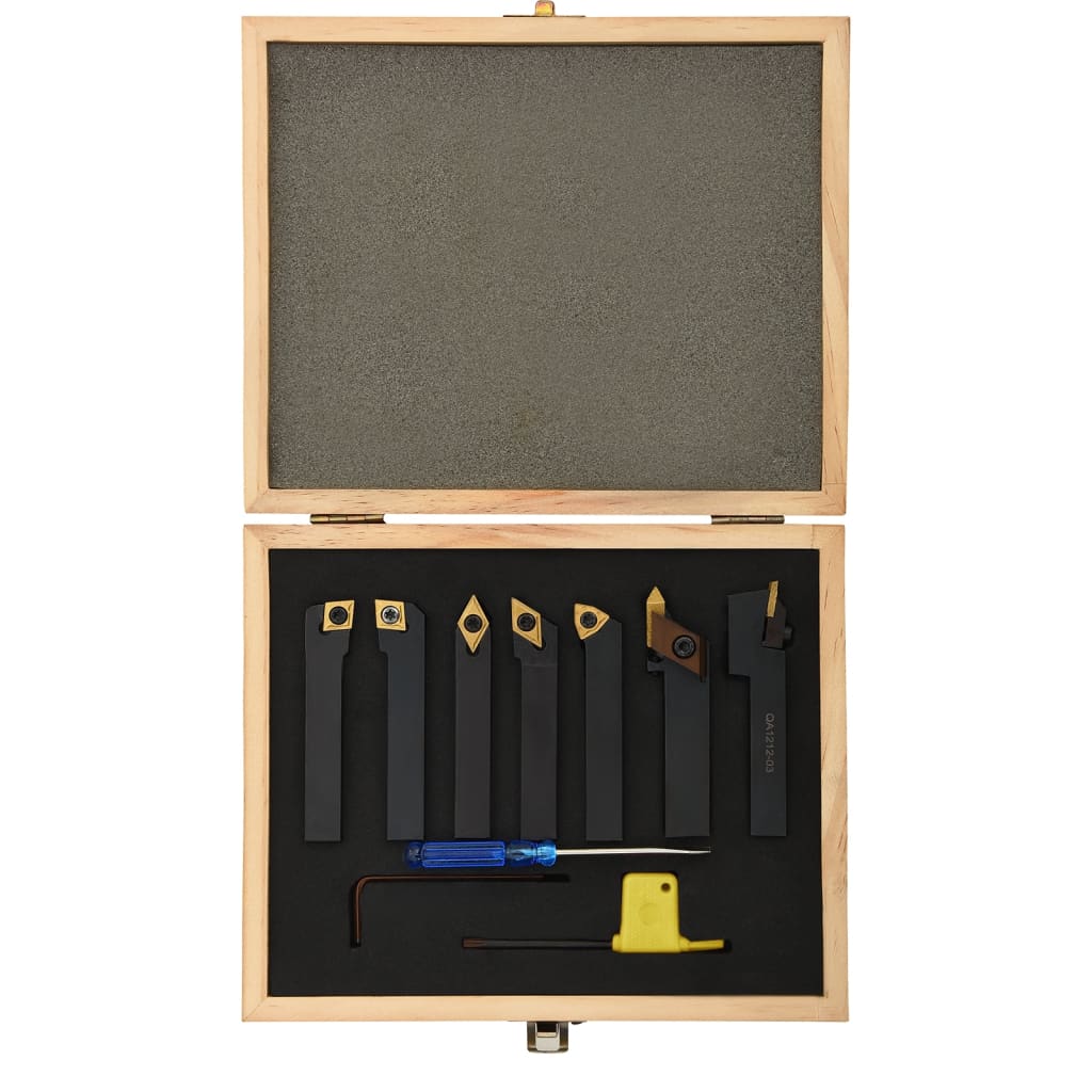 vidaXL Set unelte de strunjire indexabile, 12 piese, 12 x 12 mm, 80 mm vidaXL Set unelte de strunjire indexabile, 12 piese, 12 x 12 mm, 80 mm