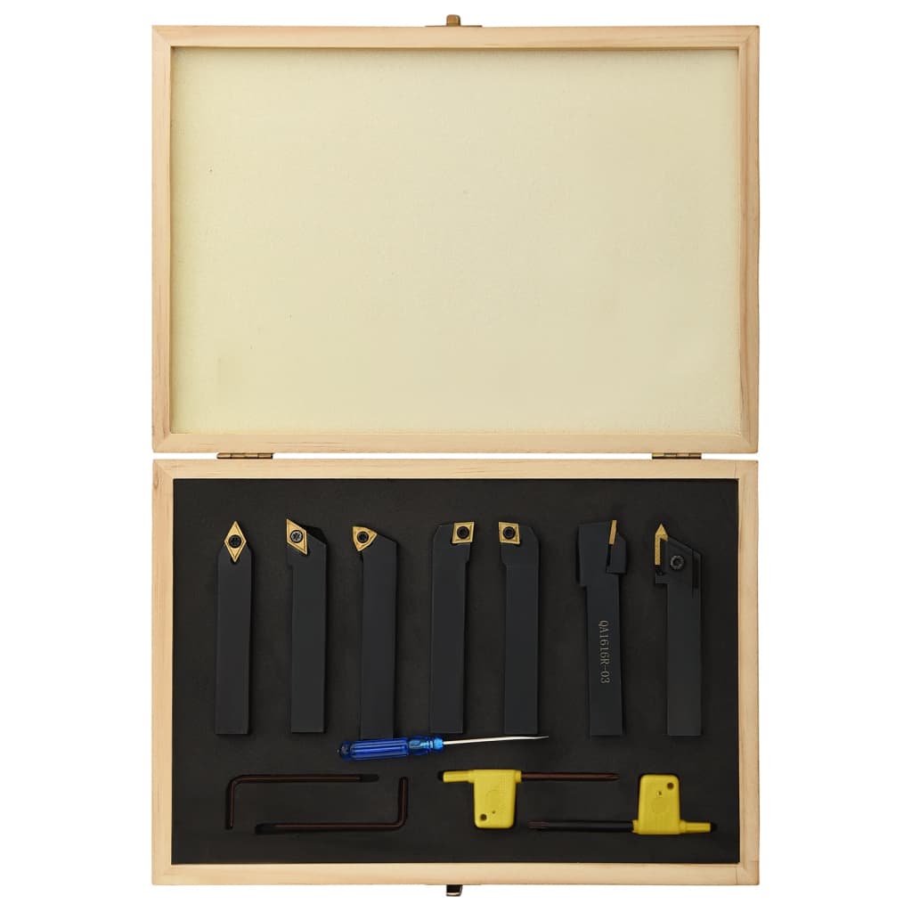vidaXL Set unelte de strunjire indexabile, 12 piese, 16x16 mm, 100 mm vidaXL Set unelte de strunjire indexabile, 12 piese, 16x16 mm, 100 mm