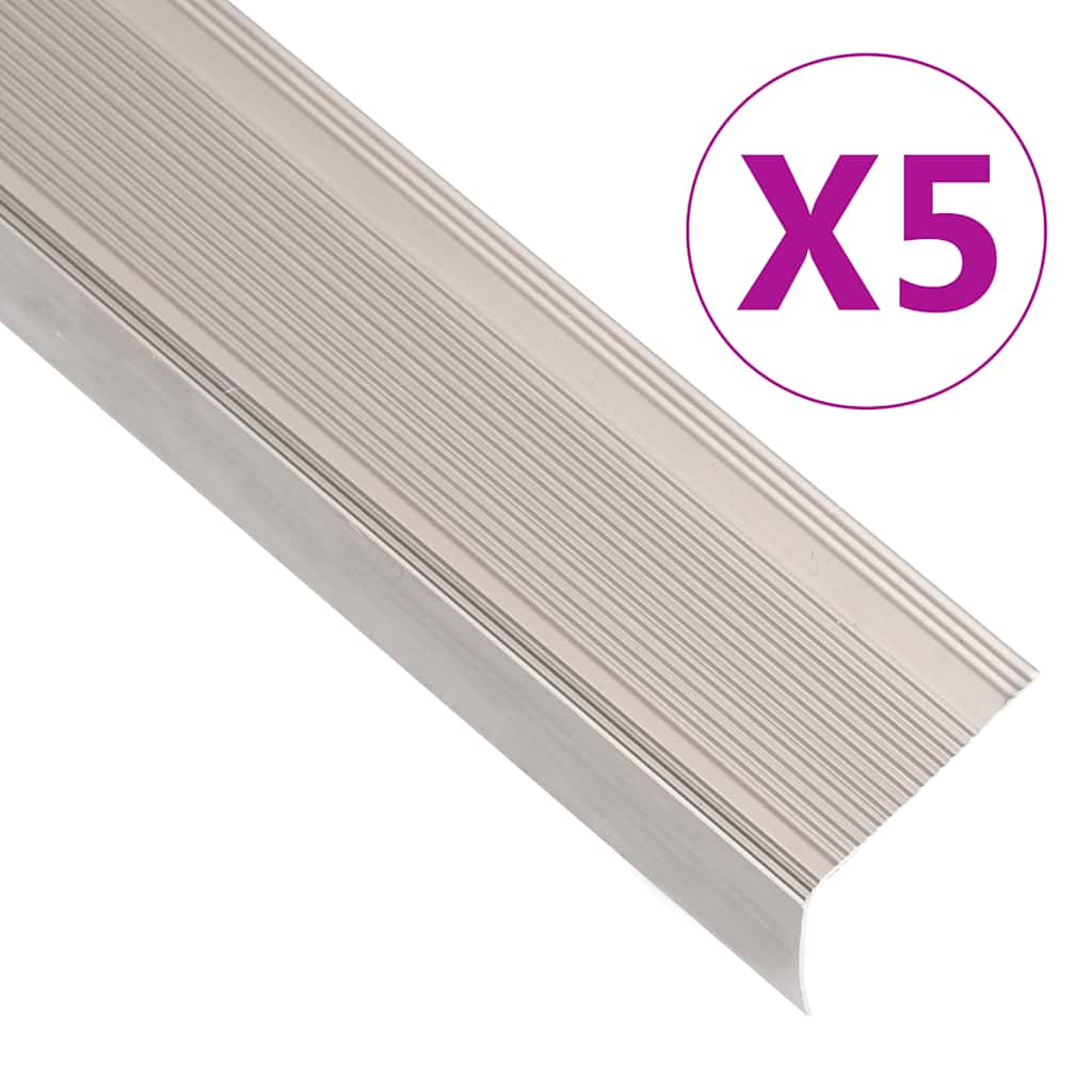 vidaXL Profile trepte în formă de L, 5 buc. șampanie 90 cm aluminiu vidaXL Profile trepte în formă de L, 5 buc. șampanie 90 cm aluminiu