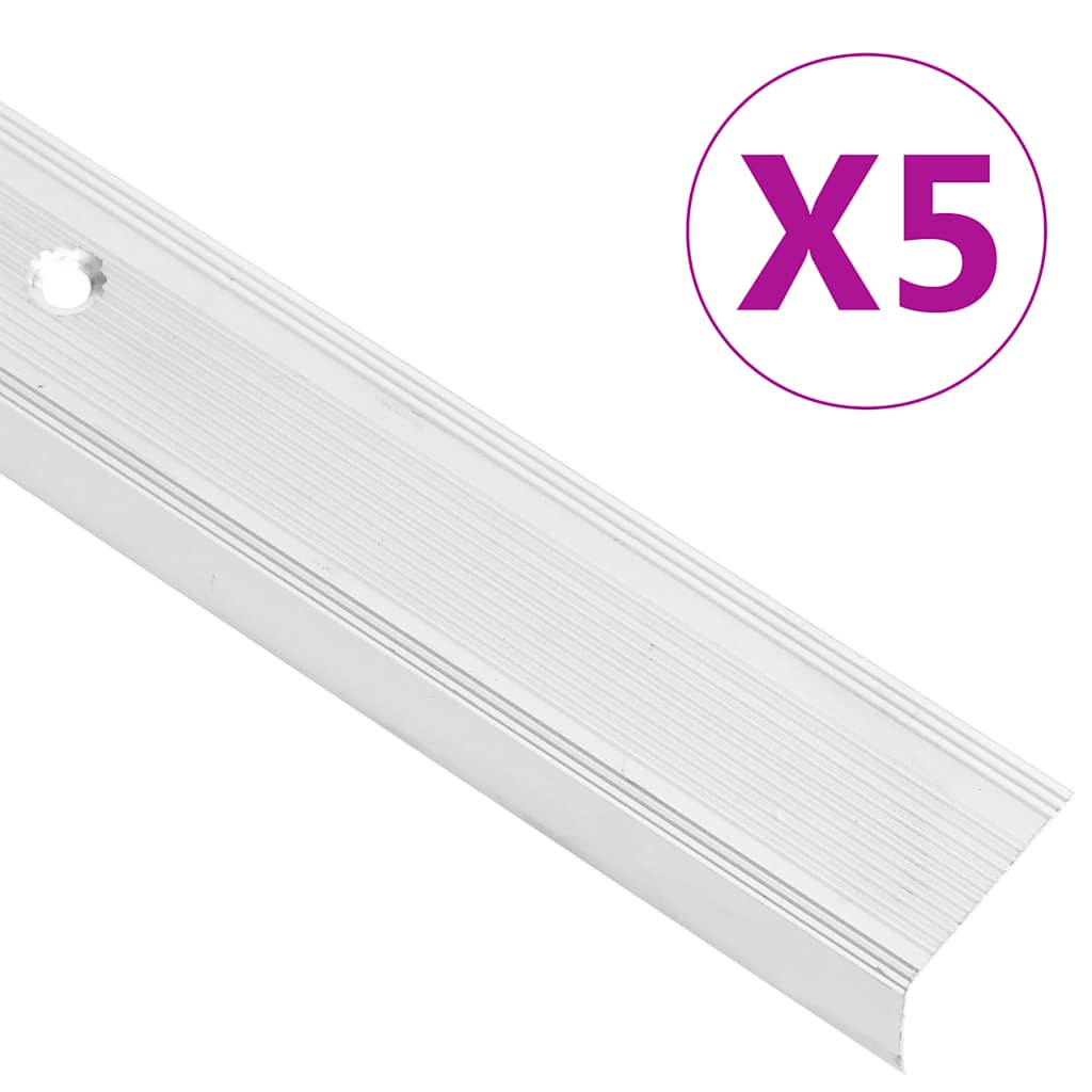 vidaXL Profile trepte în formă de L, 5 buc, argintiu, 100 cm, aluminiu vidaXL Profile trepte în formă de L, 5 buc, argintiu, 100 cm, aluminiu