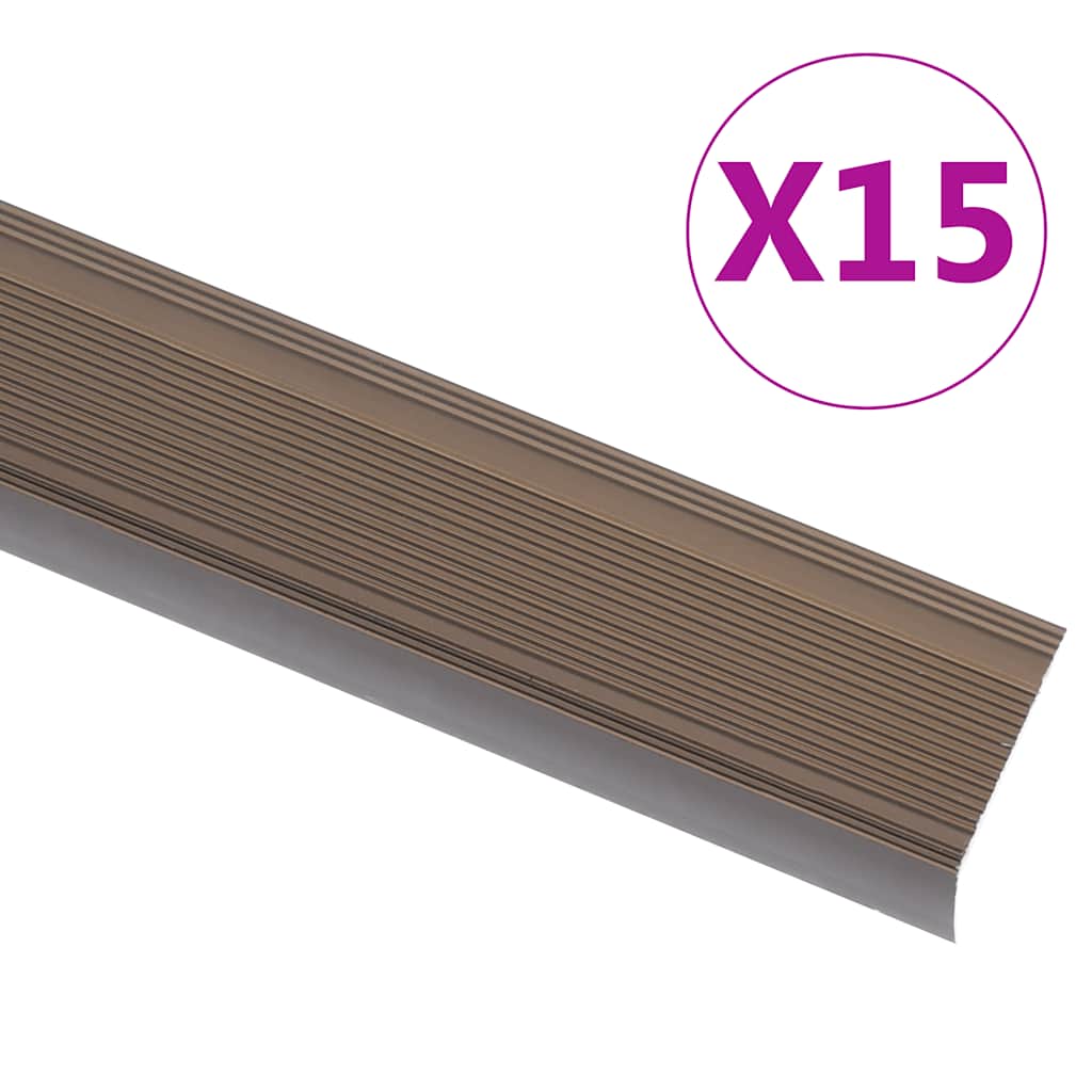vidaXL Profile trepte în formă de L, 15 buc., maro, 100 cm, aluminiu vidaXL Profile trepte în formă de L, 15 buc., maro, 100 cm, aluminiu