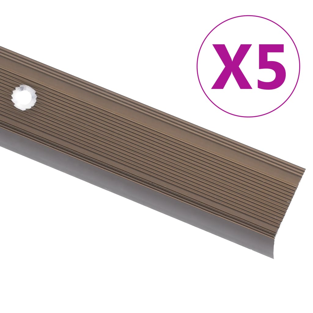 vidaXL Profile trepte în formă de L, 5 buc., maro, 100 cm, aluminiu vidaXL Profile trepte în formă de L, 5 buc., maro, 100 cm, aluminiu
