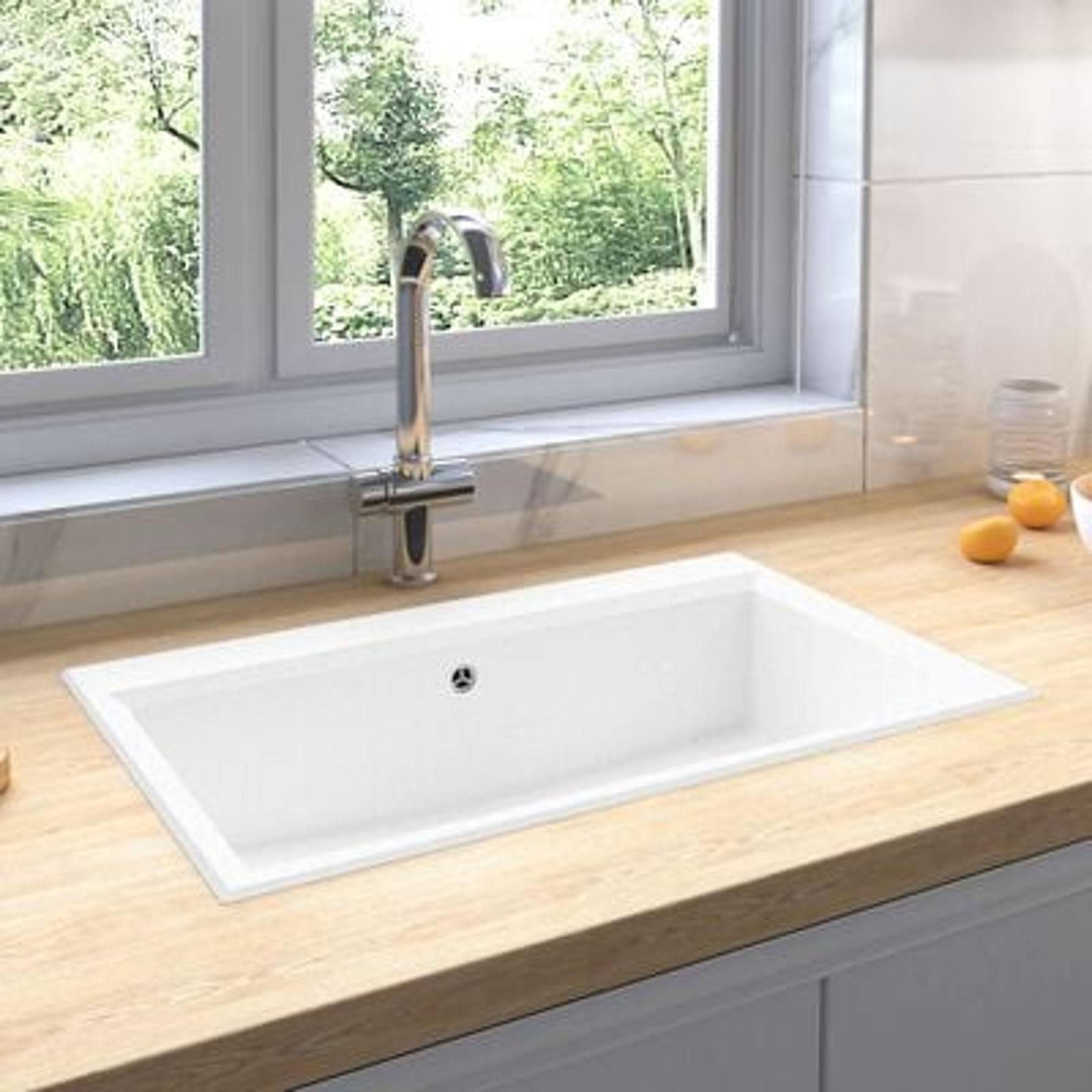 vidaXL Chiuveta de Bucătărie Alb 790x500x193 mm Granit vidaXL Chiuveta de Bucătărie Alb 790x500x193 mm Granit