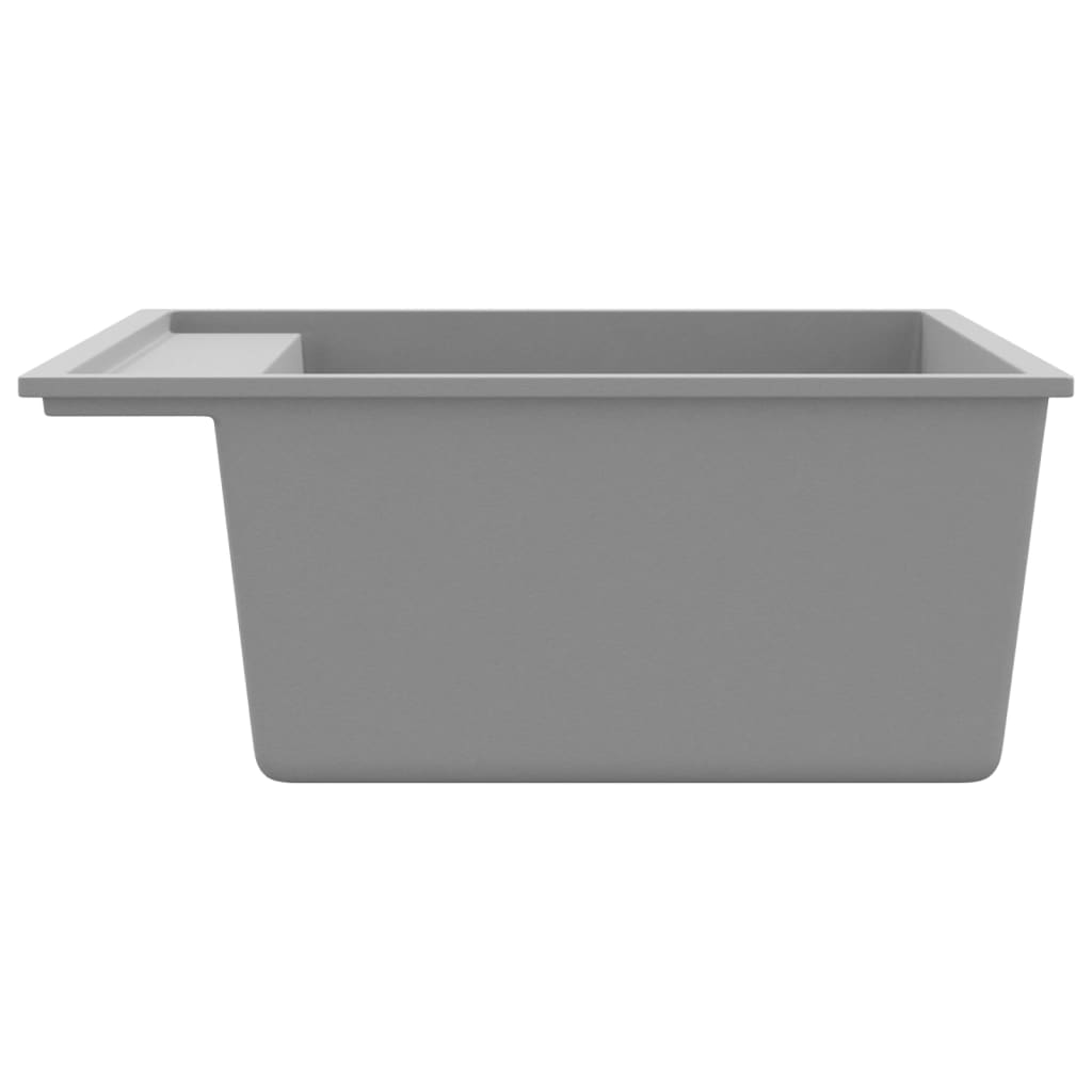 vidaXL Chiuvetă de bucătărie cu orificiu de preaplin, gri, granit vidaXL Chiuvetă de bucătărie cu orificiu de preaplin, gri, granit
