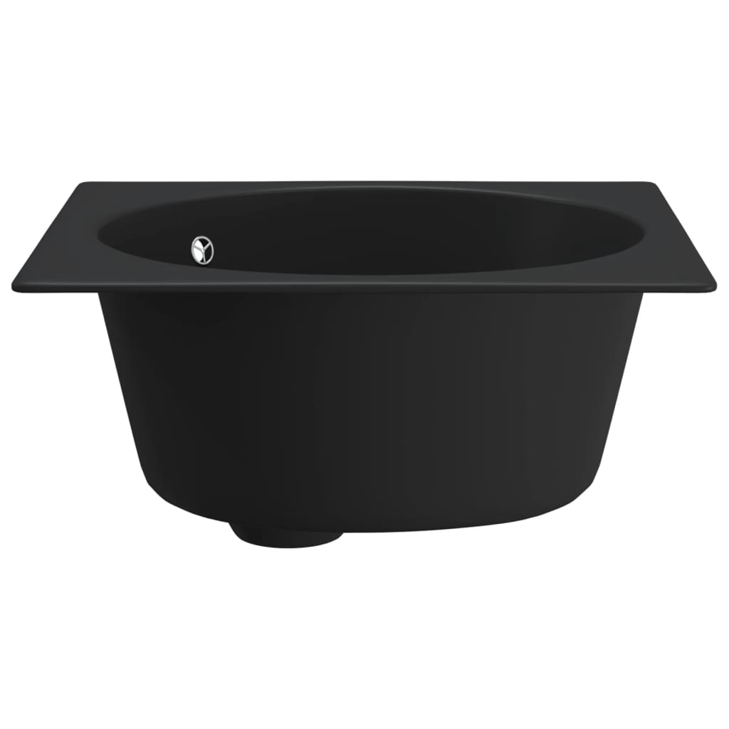 vidaXL Chiuvetă de bucătărie cu orificiu de preaplin, negru, granit vidaXL Chiuvetă de bucătărie cu orificiu de preaplin, negru, granit