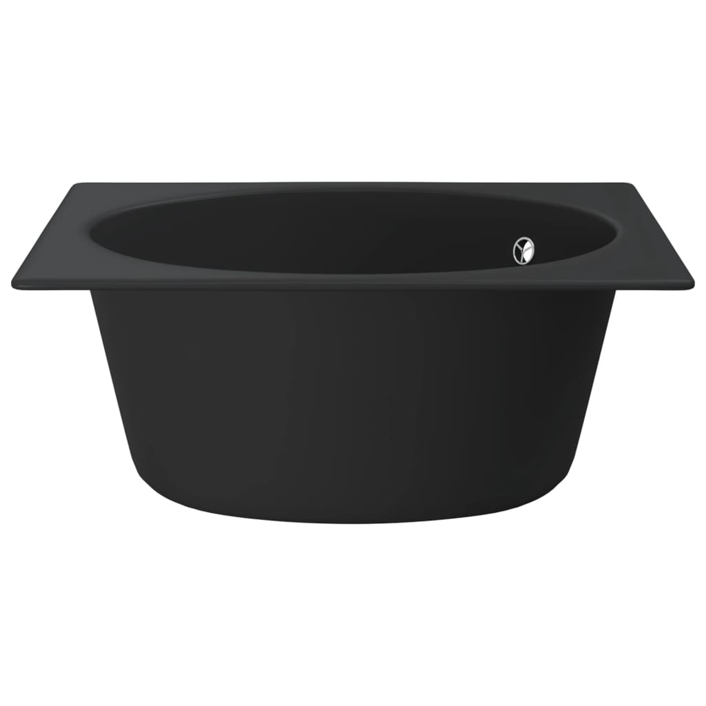 vidaXL Chiuvetă de bucătărie cu orificiu de preaplin, negru, granit vidaXL Chiuvetă de bucătărie cu orificiu de preaplin, negru, granit