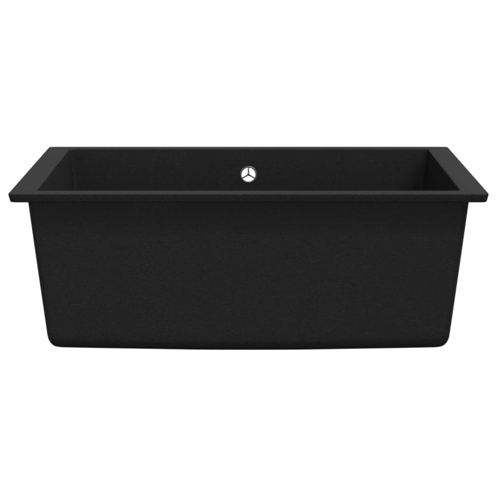 vidaXL Chiuvetă de bucătărie cu orificiu de preaplin, negru, granit vidaXL Chiuvetă de bucătărie cu orificiu de preaplin, negru, granit