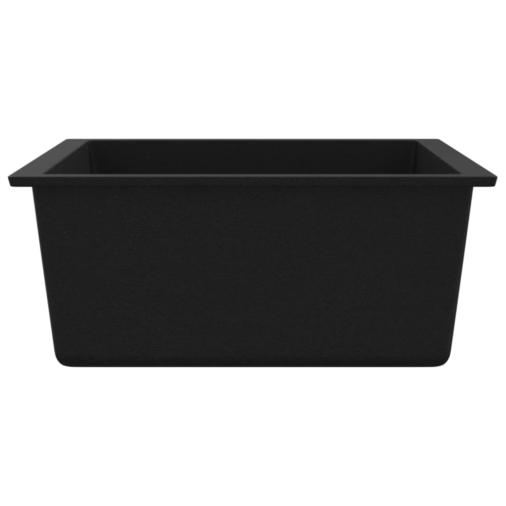 vidaXL Chiuvetă de bucătărie cu orificiu de preaplin, negru, granit vidaXL Chiuvetă de bucătărie cu orificiu de preaplin, negru, granit