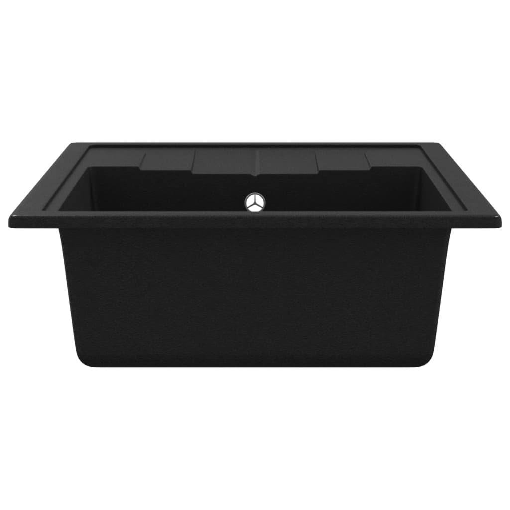 vidaXL Chiuvetă de bucătărie cu orificiu de preaplin, negru, oval, granit vidaXL Chiuvetă de bucătărie cu orificiu de preaplin, negru, oval, granit