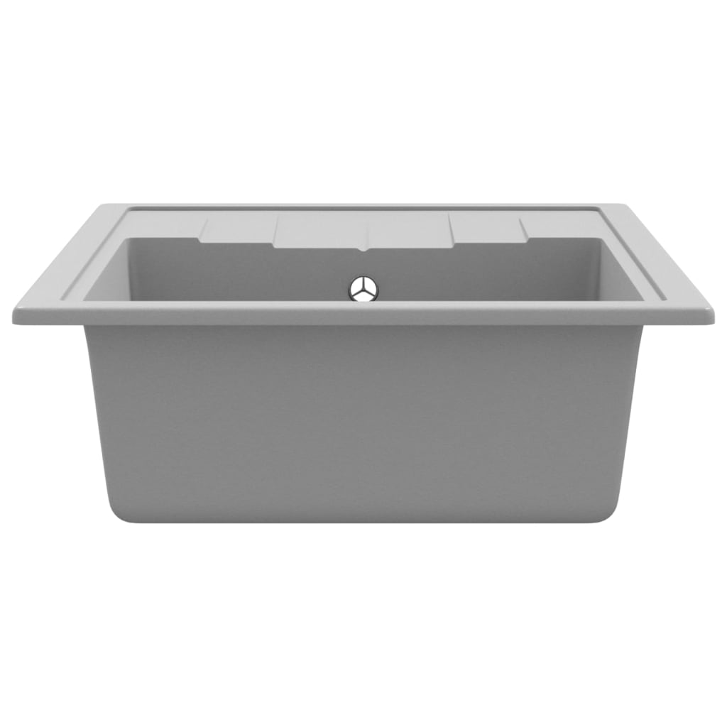 vidaXL Chiuvetă de bucătărie cu orificiu de preaplin, gri, oval, granit vidaXL Chiuvetă de bucătărie cu orificiu de preaplin, gri, oval, granit