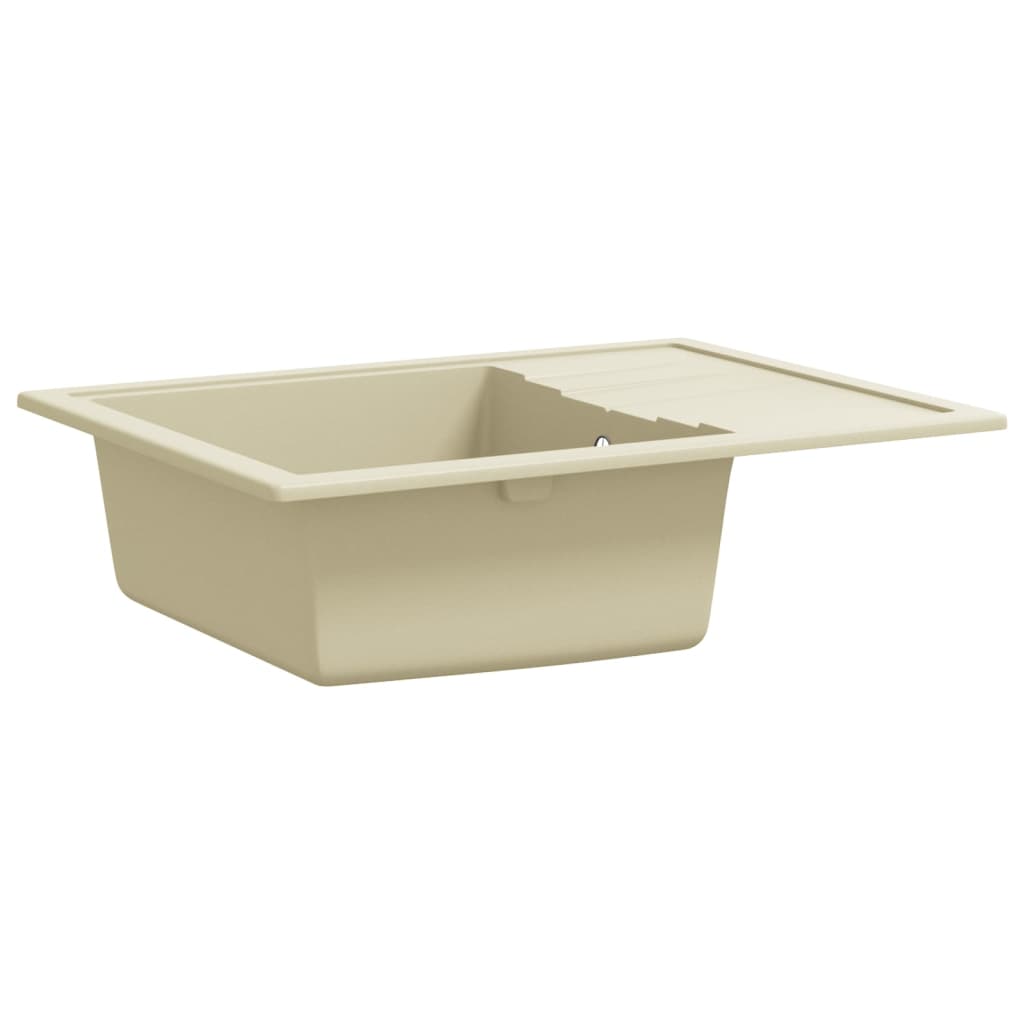 vidaXL Chiuvetă de bucătărie cu orificiu de preaplin, bej, oval, granit vidaXL Chiuvetă de bucătărie cu orificiu de preaplin, bej, oval, granit