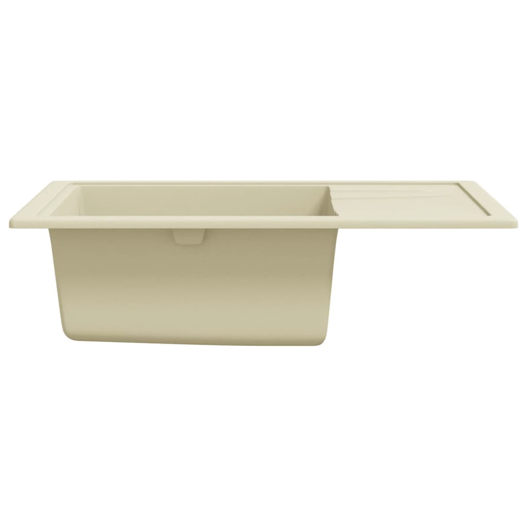 vidaXL Chiuvetă de bucătărie cu orificiu de preaplin, bej, oval, granit vidaXL Chiuvetă de bucătărie cu orificiu de preaplin, bej, oval, granit