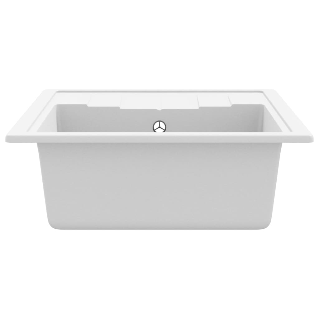 vidaXL Chiuvetă de bucătărie cu orificiu de preaplin, alb, oval, granit vidaXL Chiuvetă de bucătărie cu orificiu de preaplin, alb, oval, granit