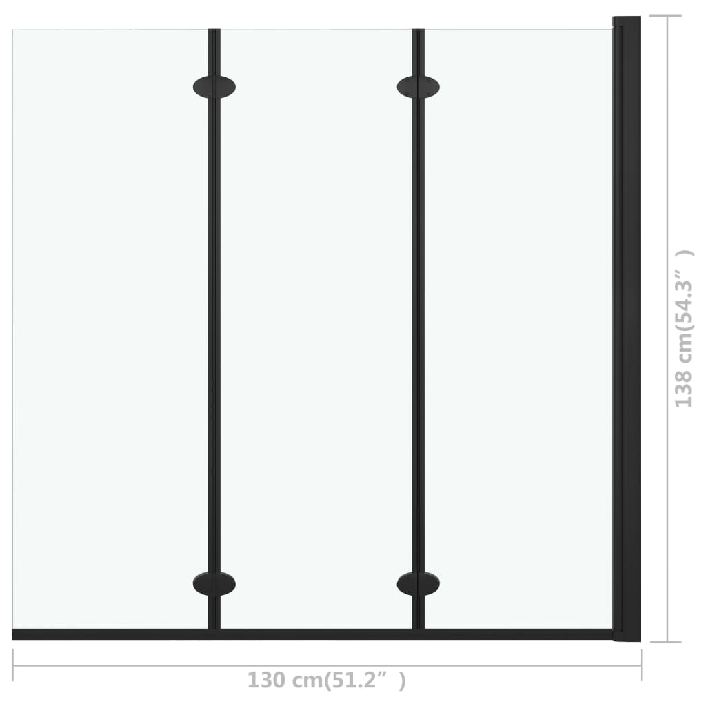 vidaXL Cabină de duș pliabilă, 3 panouri, negru, 130 x 138 cm, ESG vidaXL Cabină de duș pliabilă, 3 panouri, negru, 130 x 138 cm, ESG
