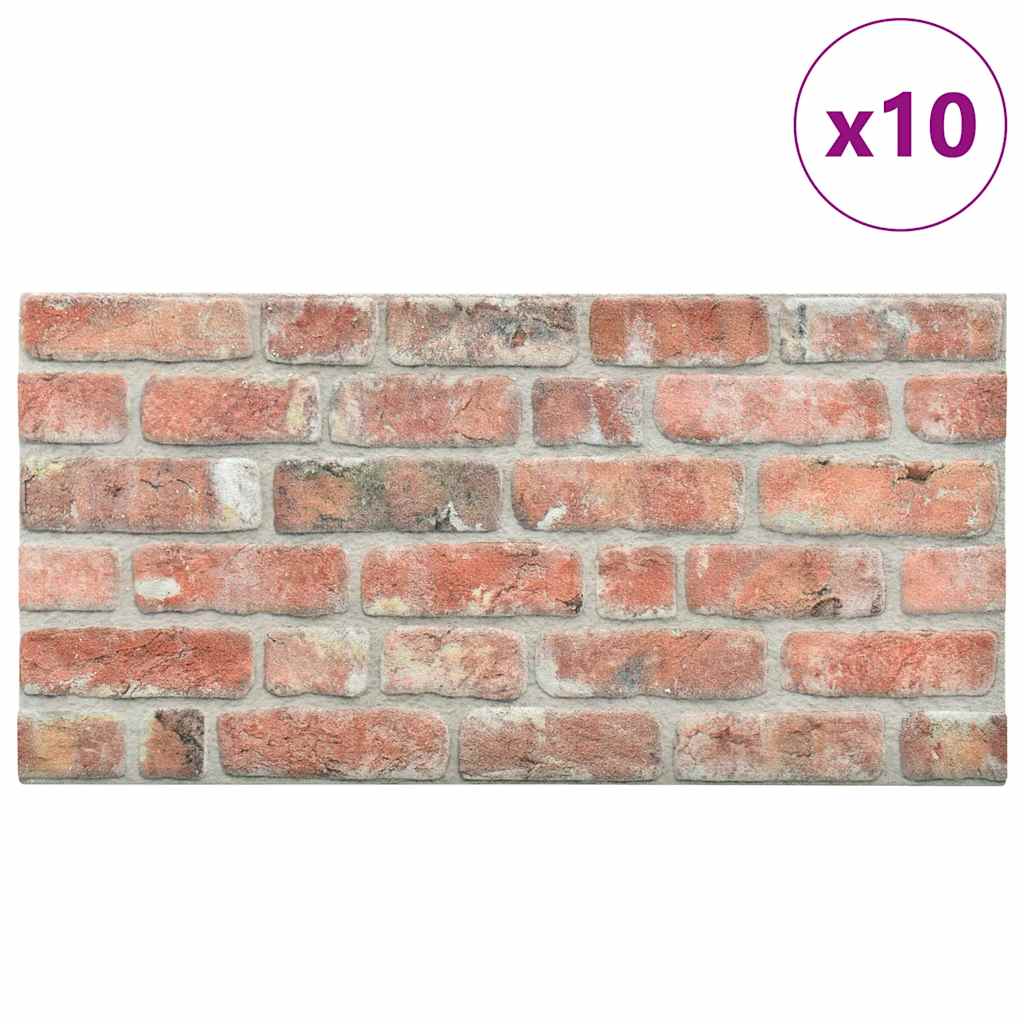 vidaXL Panouri de perete 3D, model cărămidă, roșu, 10 buc., EPS