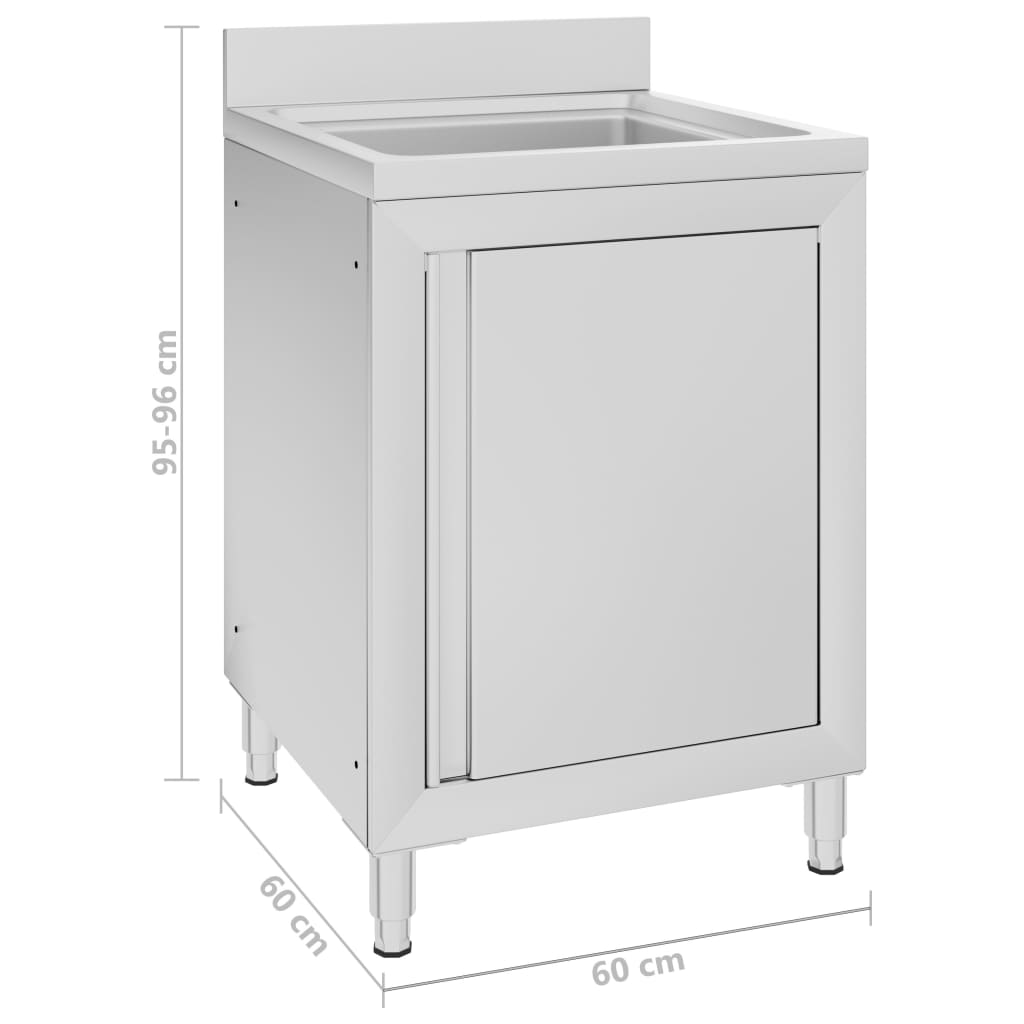 vidaXL Dulap pentru chiuvetă comercial, 60x60x96 cm, oțel inoxidabil
