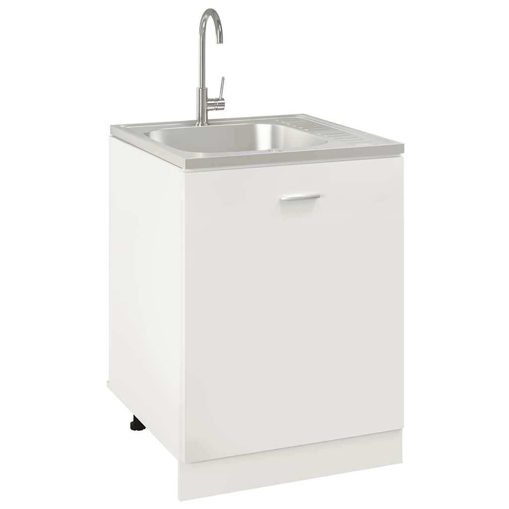 vidaXL Chiuvetă bucătărie cu scurgător, argintiu 600x600x155 mm oțel