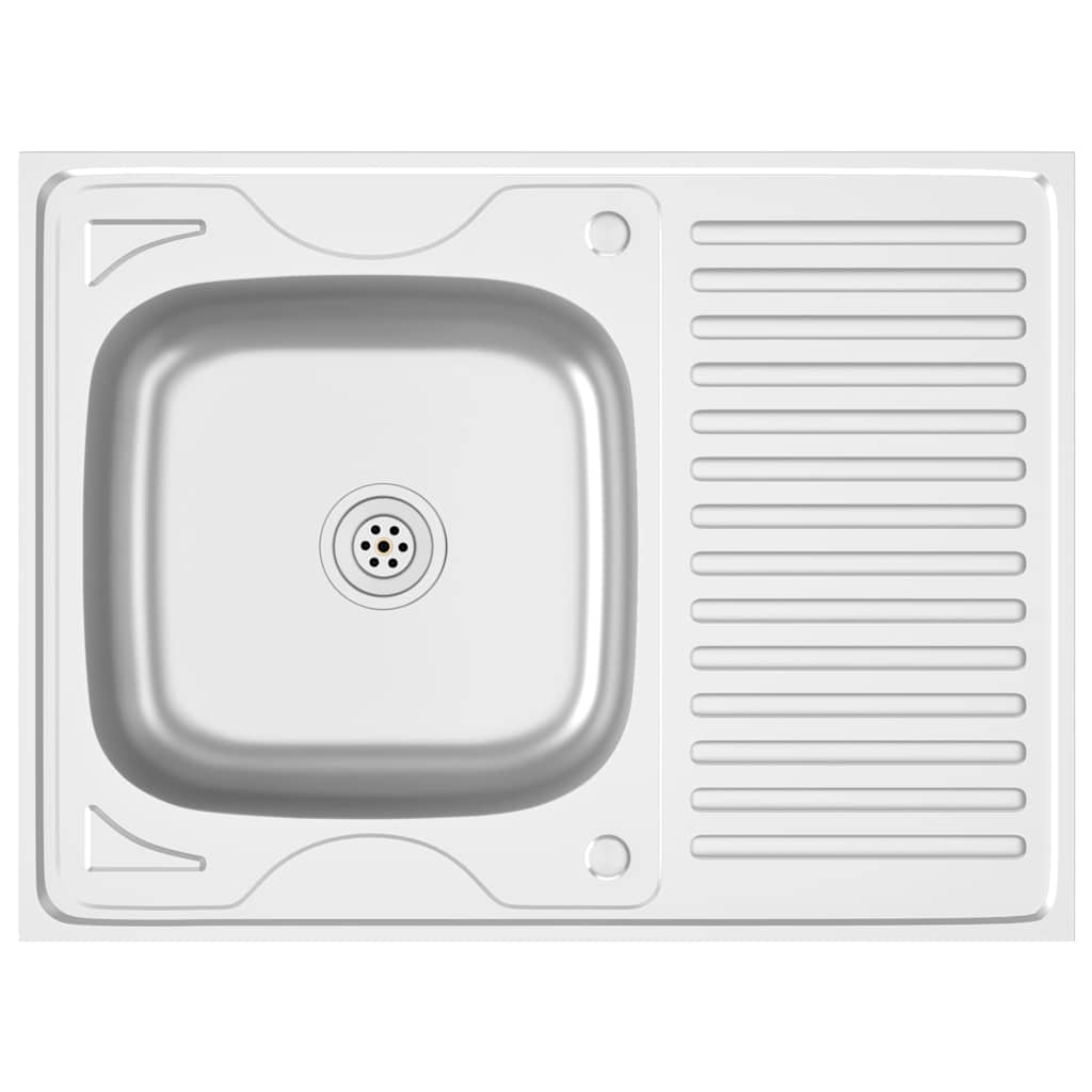 vidaXL Chiuvetă bucătărie cu scurgător, argintiu 800x600x155 mm oțel