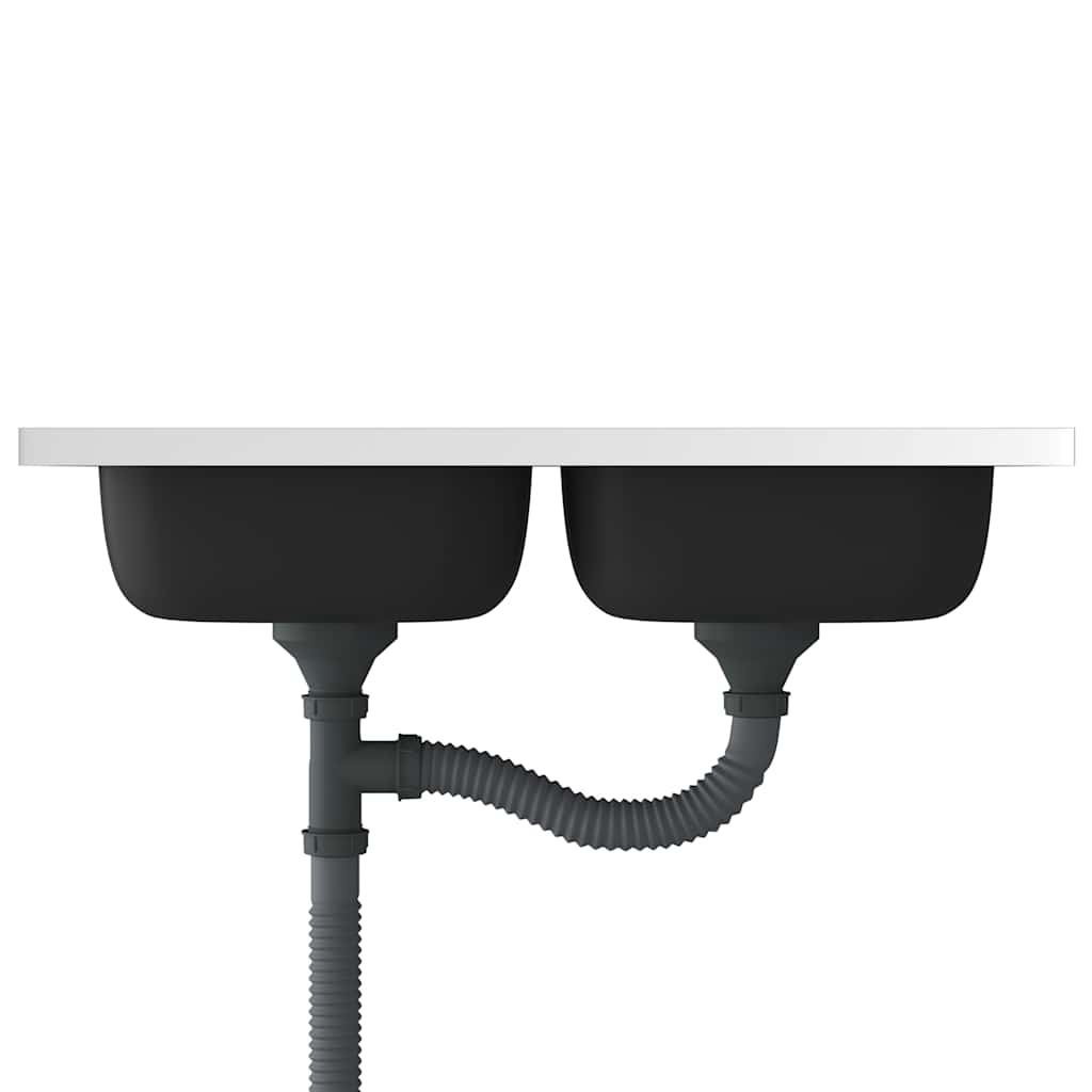 vidaXL Chiuvetă bucătărie cu 2 cuve, argintiu, 800x500x155 mm, oțel