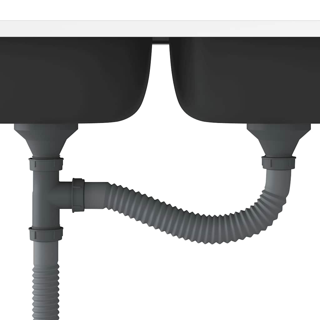 vidaXL Chiuvetă bucătărie cu 2 cuve, argintiu, 800x500x155 mm, oțel