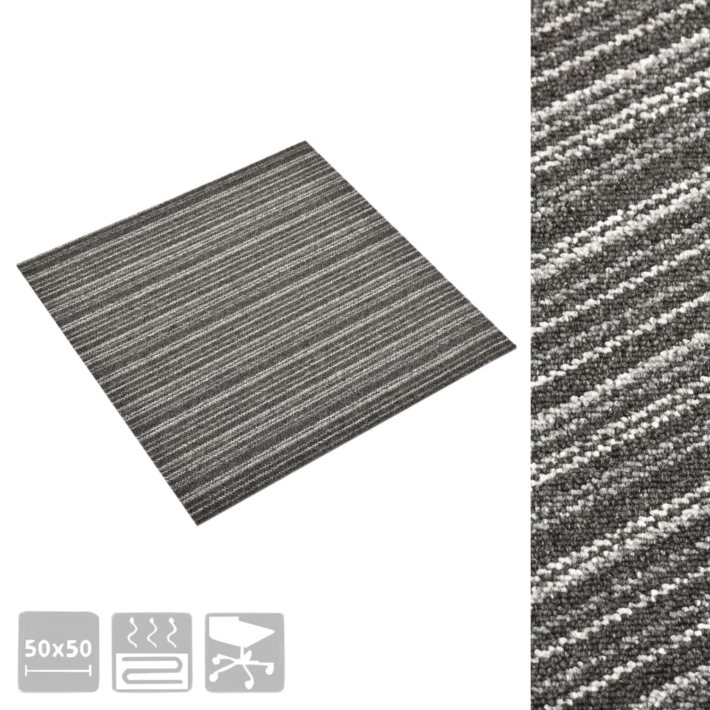 vidaXL Plăci de pardoseală, 20 buc., antracit cu dungi, 50x50 cm, 5 m² vidaXL Plăci de pardoseală, 20 buc., antracit cu dungi, 50x50 cm, 5 m²