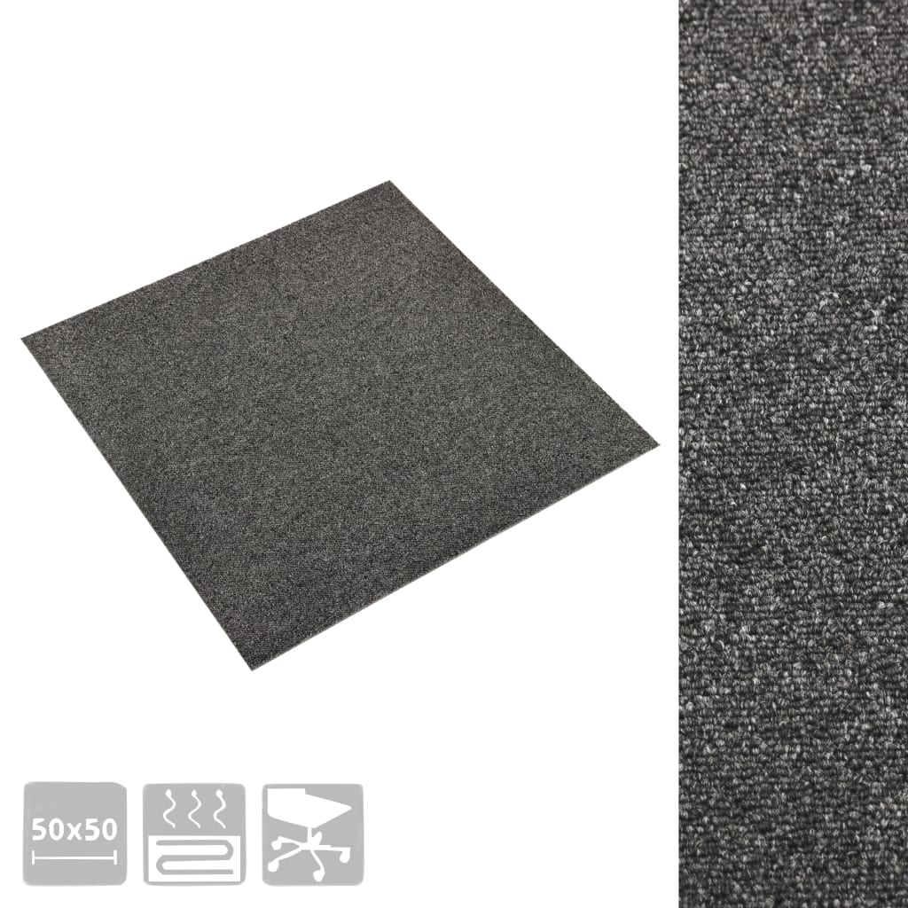 vidaXL Plăci de pardoseală, 20 buc., antracit, 50 x 50 cm, 5 m² vidaXL Plăci de pardoseală, 20 buc., antracit, 50 x 50 cm, 5 m²