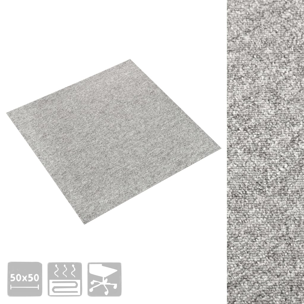 vidaXL Plăci de pardoseală, 20 buc., gri deschis, 50 x 50 cm, 5 m² vidaXL Plăci de pardoseală, 20 buc., gri deschis, 50 x 50 cm, 5 m²