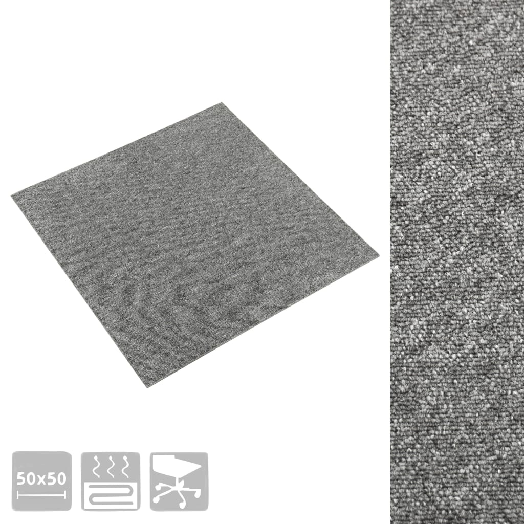 vidaXL Plăci de pardoseală, 20 buc., gri, 50 x 50 cm, 5 m² vidaXL Plăci de pardoseală, 20 buc., gri, 50 x 50 cm, 5 m²