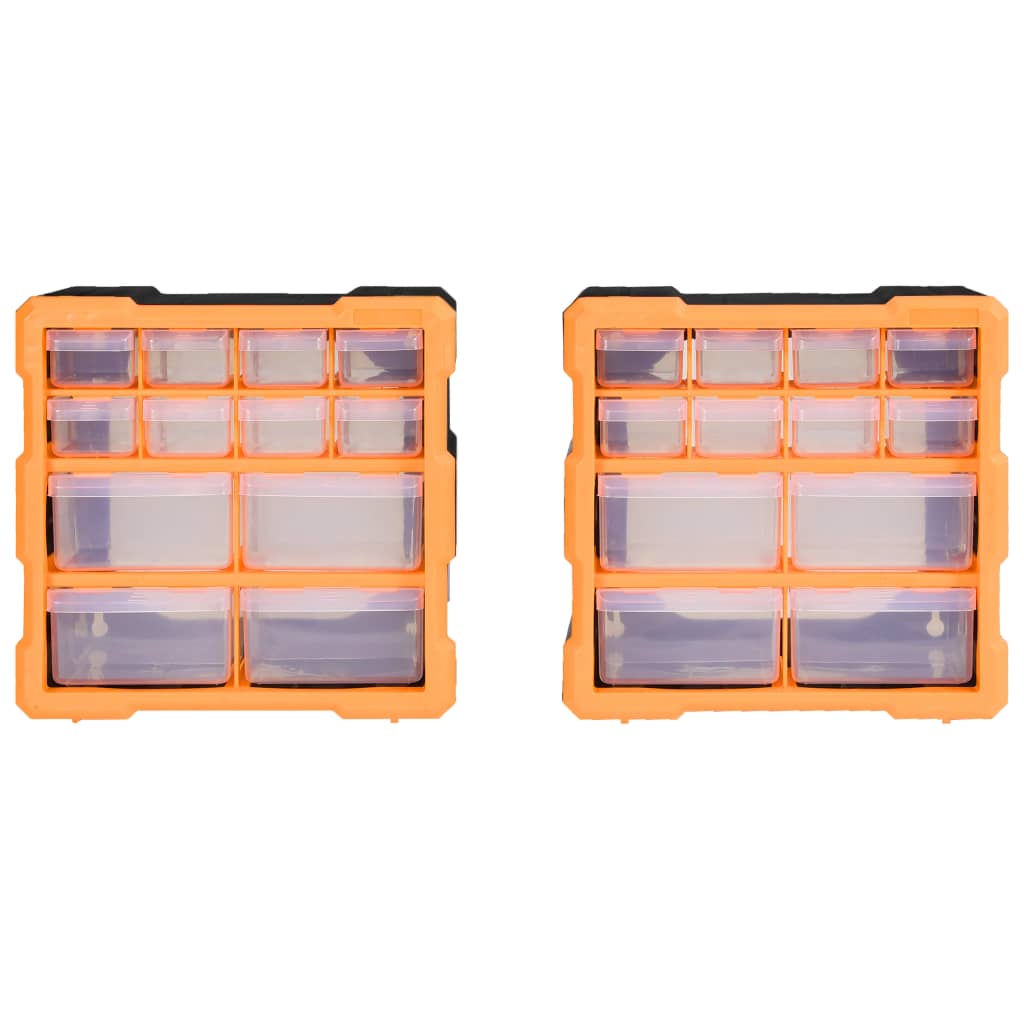 vidaXL Organizatoare cu 12 sertare, 2 buc., 26,5 x 16 x 26 cm
