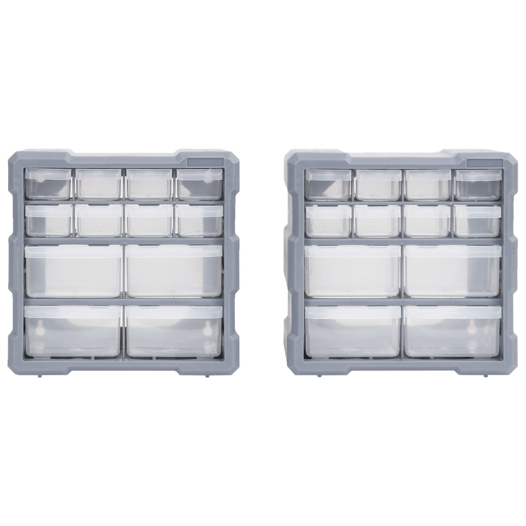 vidaXL Organizatoare cu 12 sertare, 2 buc., 26,5 x 16 x 26 cm