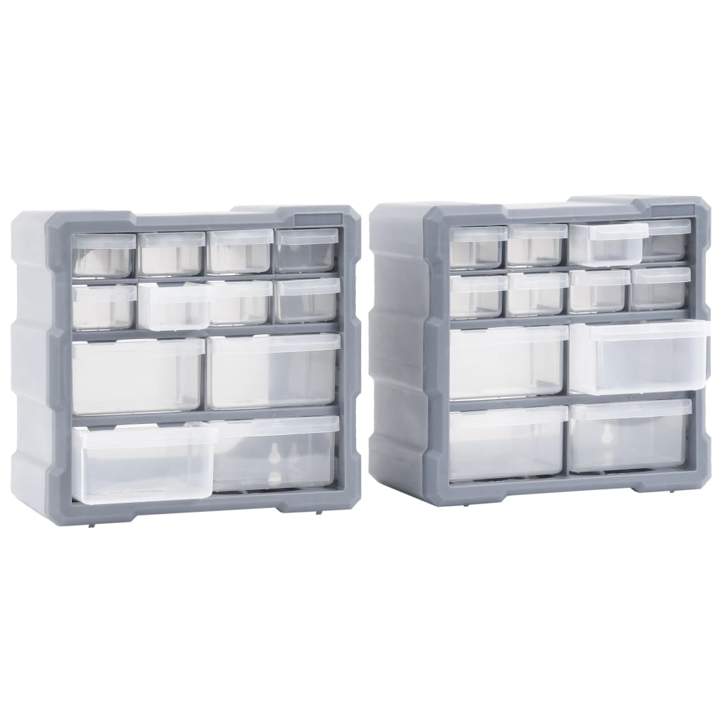 vidaXL Organizatoare cu 12 sertare, 2 buc., 26,5 x 16 x 26 cm
