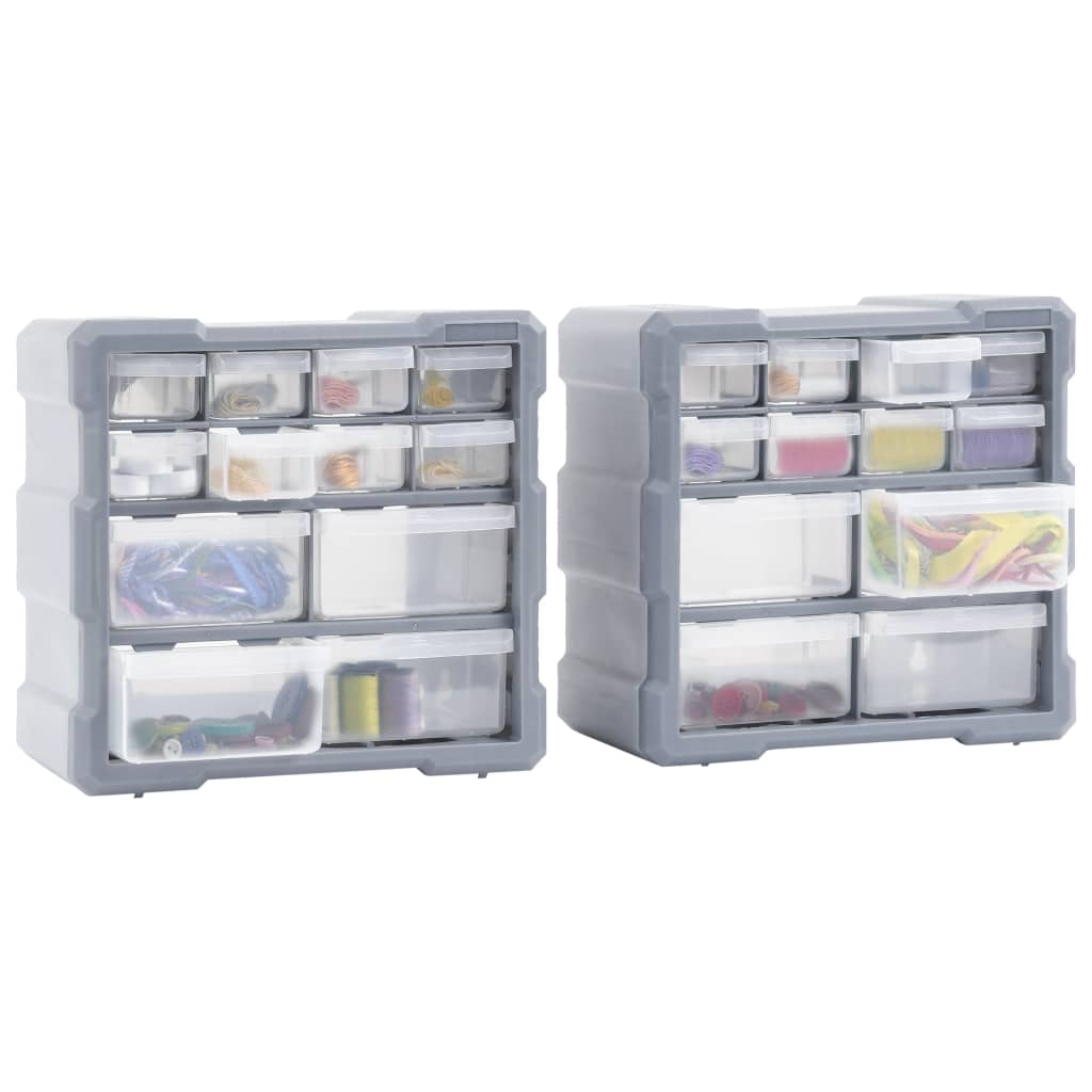 vidaXL Organizatoare cu 12 sertare, 2 buc., 26,5 x 16 x 26 cm