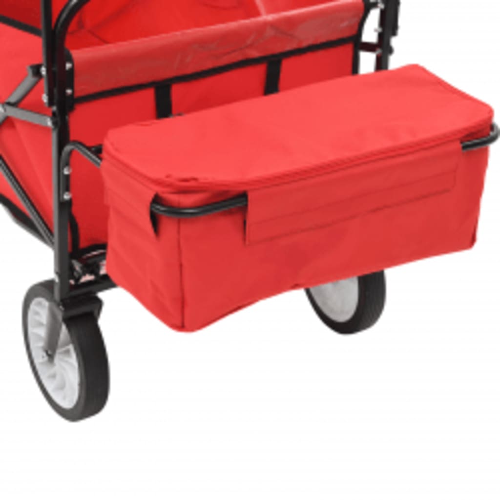 vidaXL Cărucior manual pliabil cu copertină, roșu, oțel vidaXL Cărucior manual pliabil cu copertină, roșu, oțel