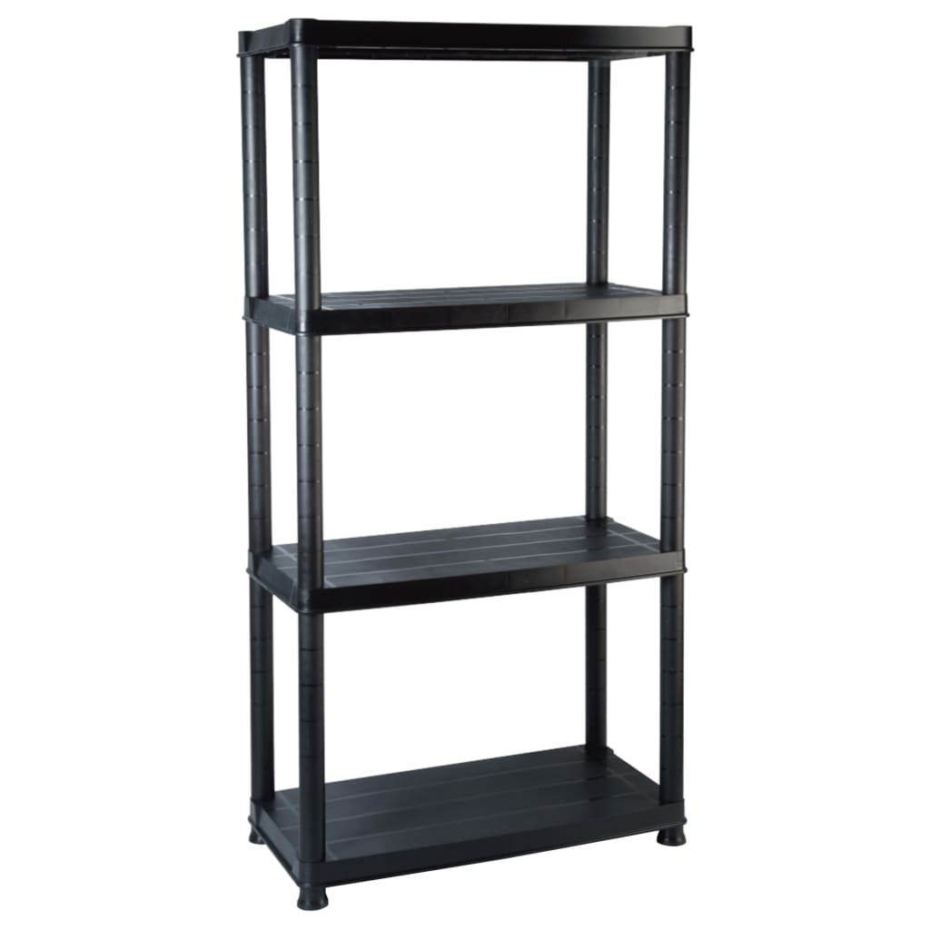 vidaXL Raft de depozitare cu 4 polițe, negru, 61x30,5x130 cm, plastic vidaXL Raft de depozitare cu 4 polițe, negru, 61x30,5x130 cm, plastic