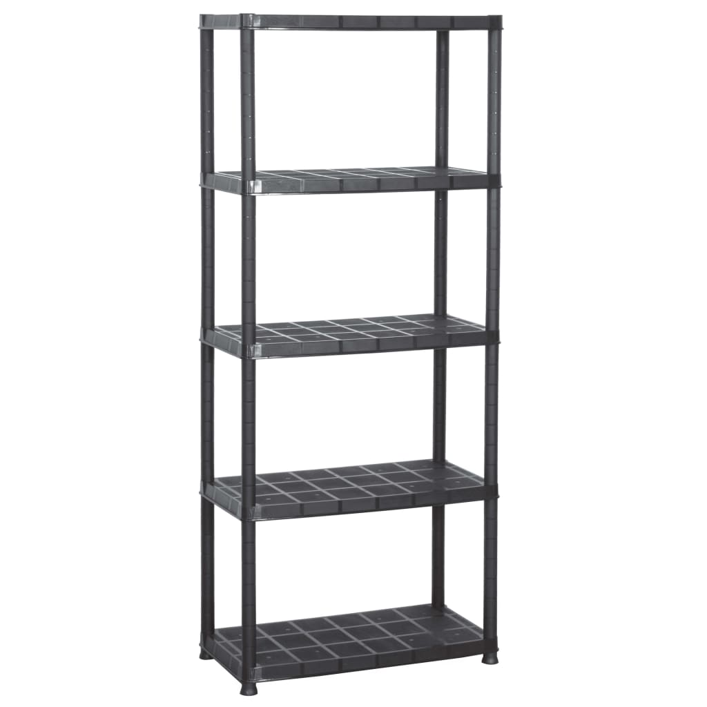vidaXL Raft de depozitare cu 5 polițe, negru, 71x38x170 cm, plastic vidaXL Raft de depozitare cu 5 polițe, negru, 71x38x170 cm, plastic