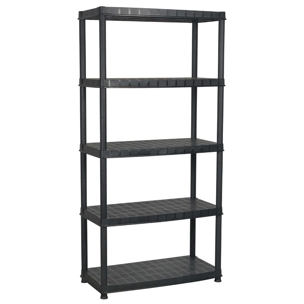 vidaXL Raft de depozitare cu 5 polițe, negru, 85x40x185 cm, plastic vidaXL Raft de depozitare cu 5 polițe, negru, 85x40x185 cm, plastic