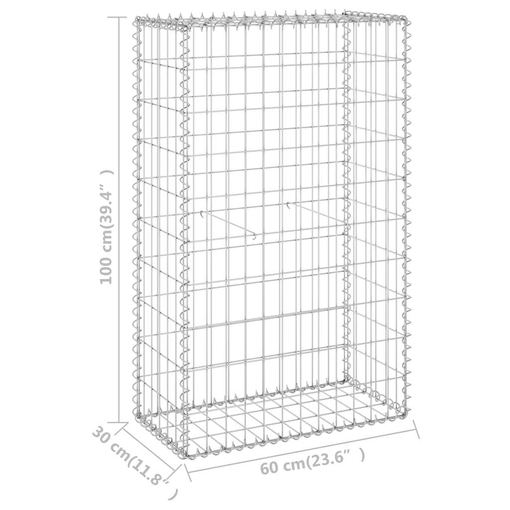 vidaXL Perete gabion cu capace, 60 x 30 x 100 cm, oțel galvanizat