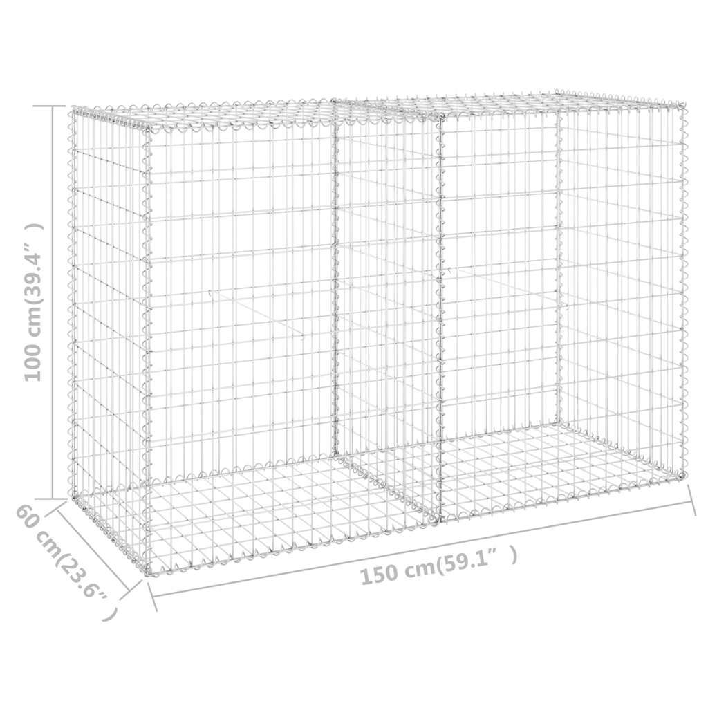 vidaXL Perete gabion cu capace, 150 x 60 x 100 cm, oțel galvanizat vidaXL Perete gabion cu capace, 150 x 60 x 100 cm, oțel galvanizat