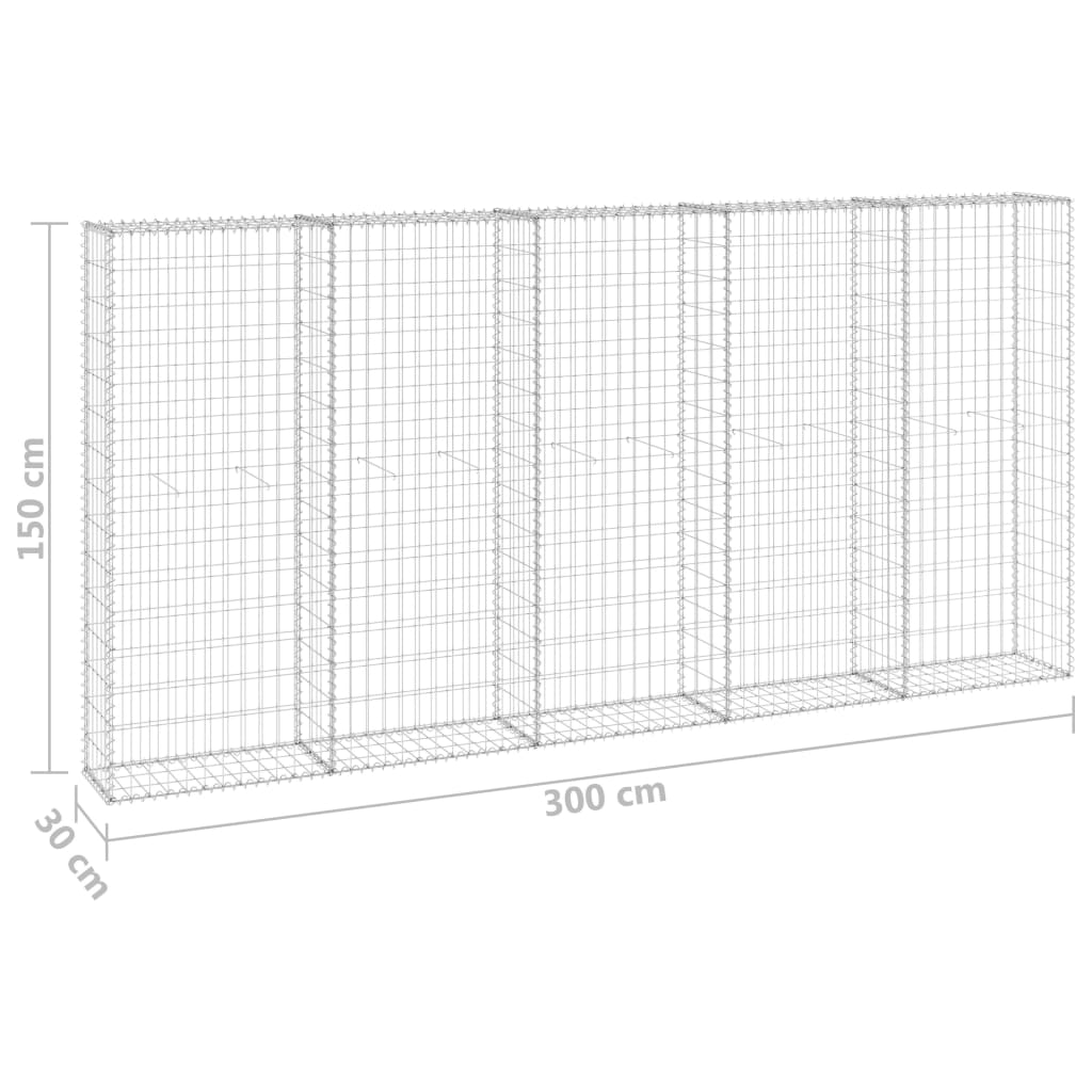 vidaXL Perete gabion cu capace, 300 x 30 x 150 cm, oțel galvanizat vidaXL Perete gabion cu capace, 300 x 30 x 150 cm, oțel galvanizat