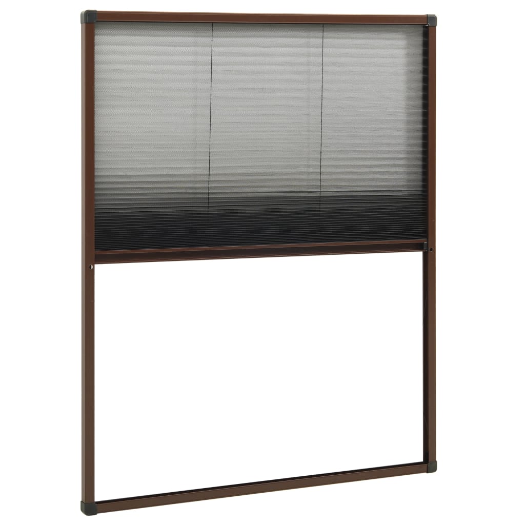 vidaXL Plasă insecte plisse pentru ferestre, maro, 80x100 cm, aluminiu vidaXL Plasă insecte plisse pentru ferestre, maro, 80x100 cm, aluminiu