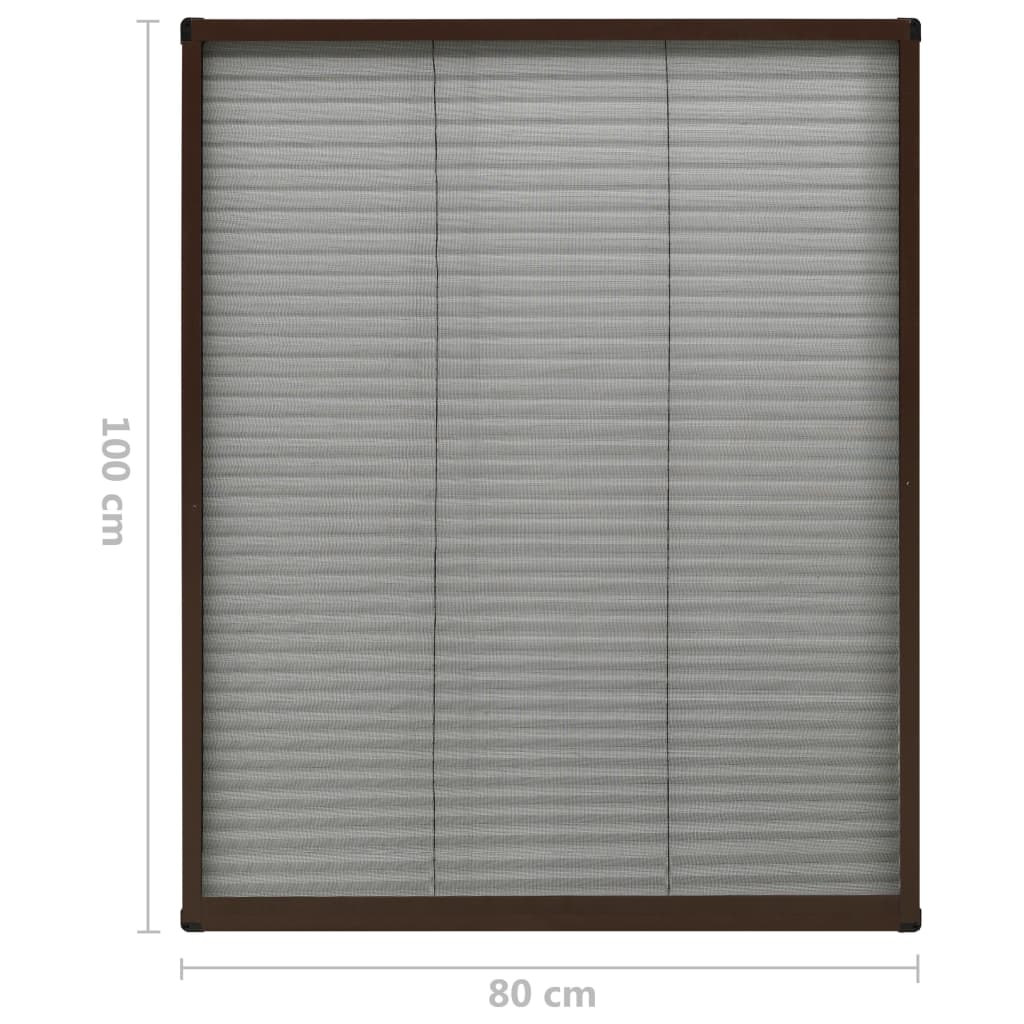 vidaXL Plasă insecte plisse pentru ferestre, maro, 80x100 cm, aluminiu vidaXL Plasă insecte plisse pentru ferestre, maro, 80x100 cm, aluminiu