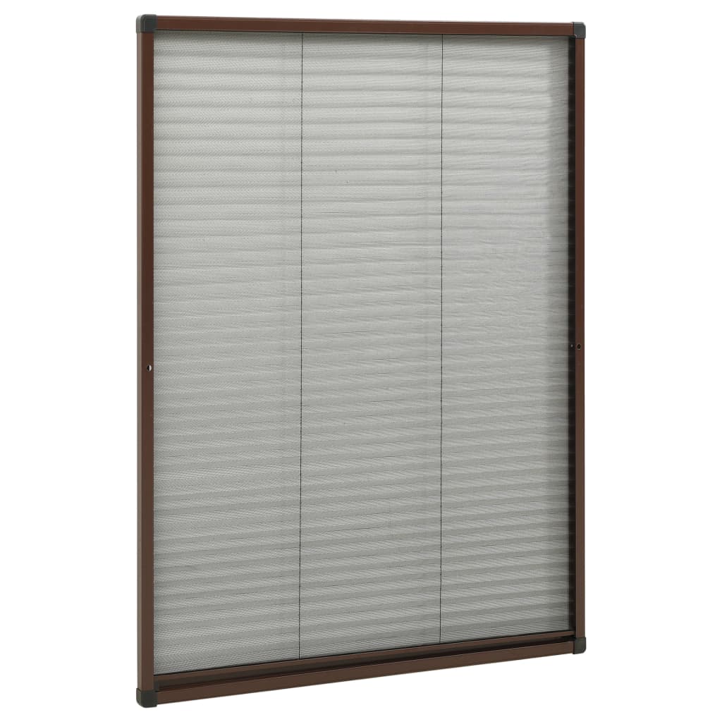 vidaXL Plasă insecte plisse pentru ferestre, maro, 80x120 cm, aluminiu vidaXL Plasă insecte plisse pentru ferestre, maro, 80x120 cm, aluminiu