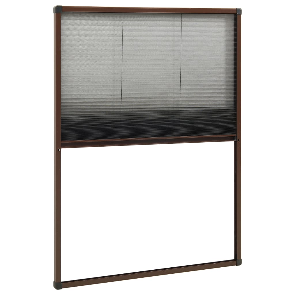 vidaXL Plasă insecte plisse pentru ferestre, maro, 80x120 cm, aluminiu vidaXL Plasă insecte plisse pentru ferestre, maro, 80x120 cm, aluminiu