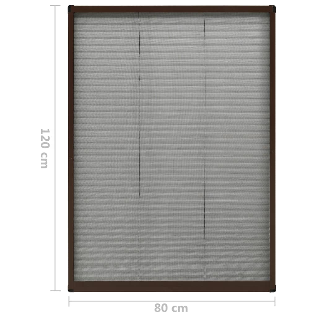 vidaXL Plasă insecte plisse pentru ferestre, maro, 80x120 cm, aluminiu vidaXL Plasă insecte plisse pentru ferestre, maro, 80x120 cm, aluminiu