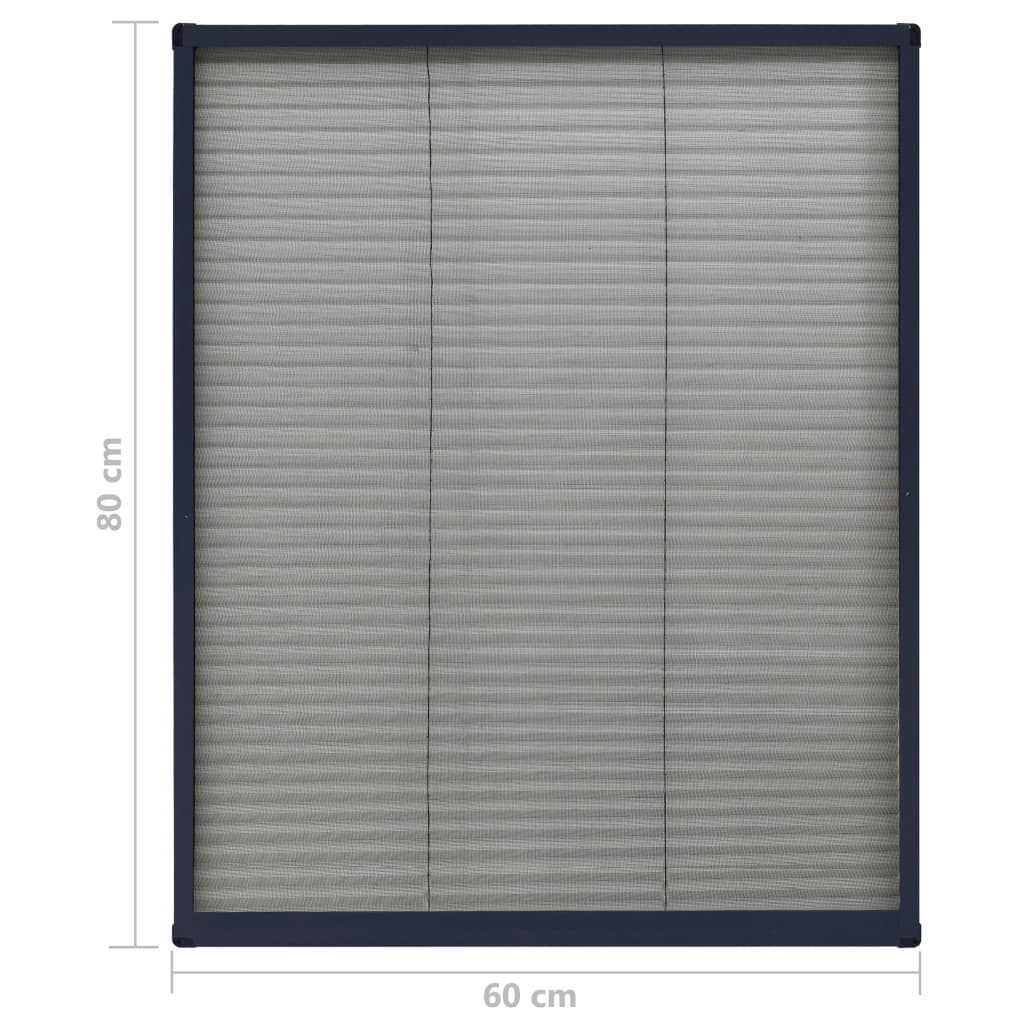 vidaXL Plasă insecte plisse de ferestre, antracit, 60x80 cm, aluminiu vidaXL Plasă insecte plisse de ferestre, antracit, 60x80 cm, aluminiu