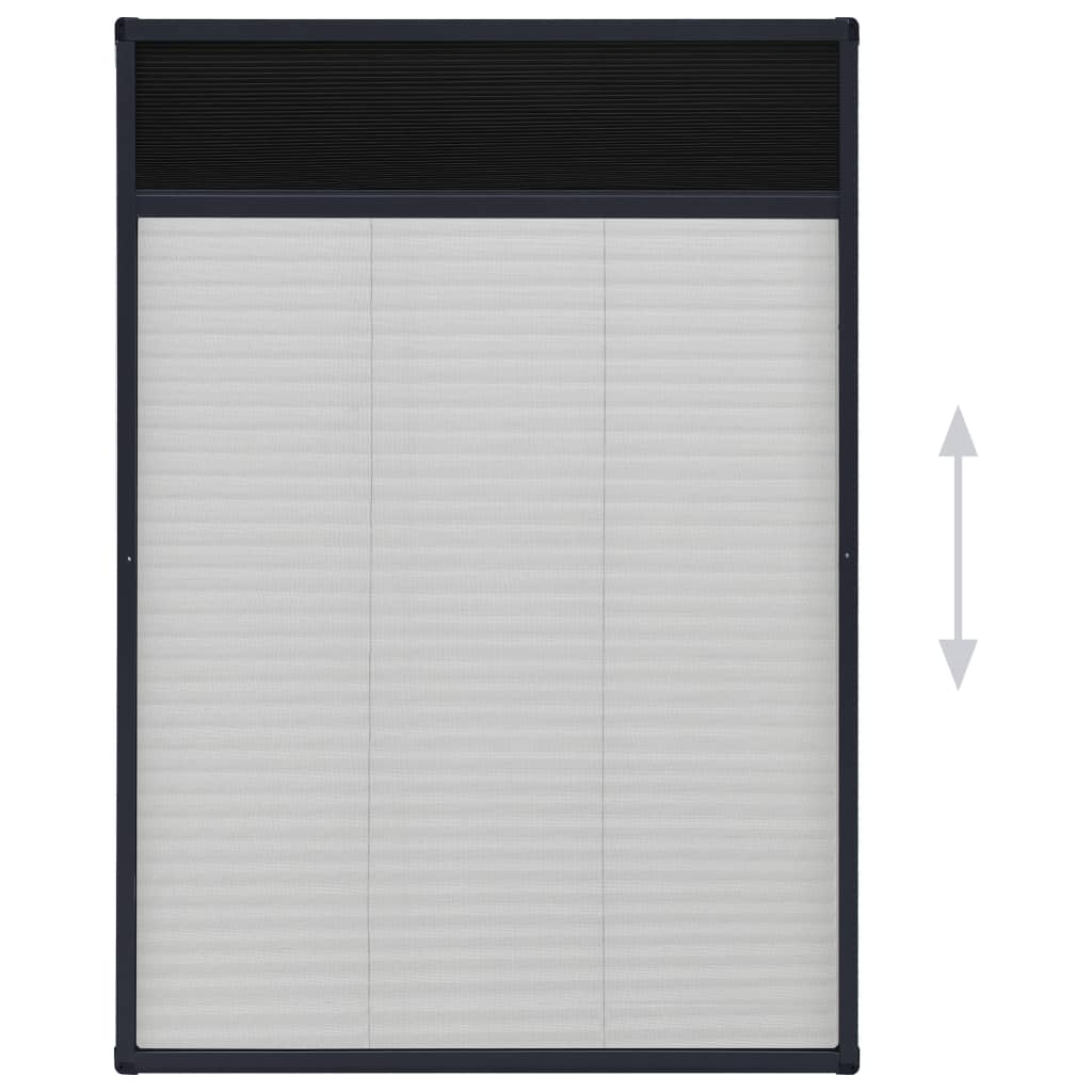 vidaXL Plasă insecte plisse de ferestre, antracit, 80x120 cm, aluminiu vidaXL Plasă insecte plisse de ferestre, antracit, 80x120 cm, aluminiu