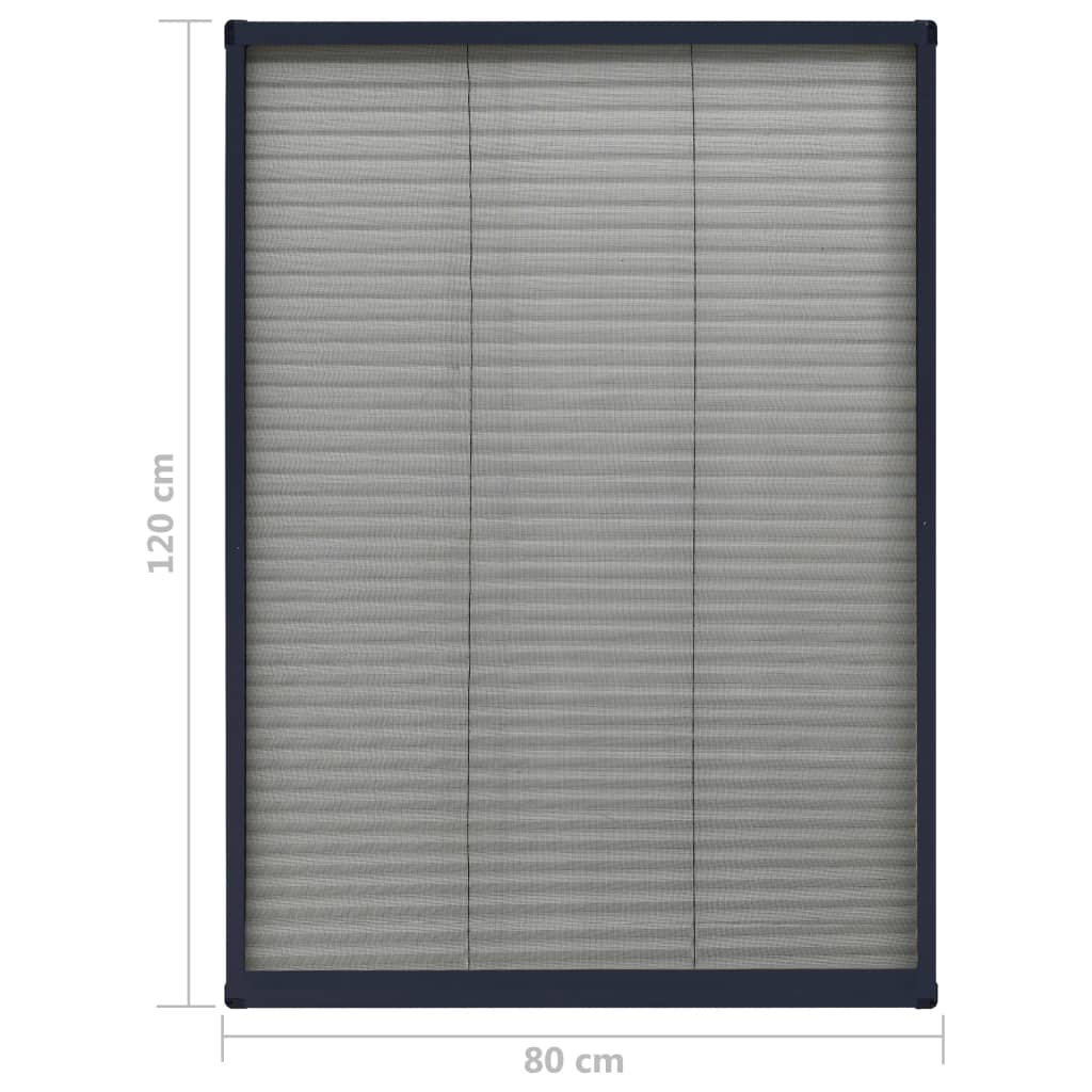 vidaXL Plasă insecte plisse de ferestre, antracit, 80x120 cm, aluminiu vidaXL Plasă insecte plisse de ferestre, antracit, 80x120 cm, aluminiu